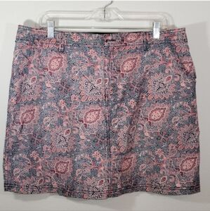 Croft and Barrow Classic Fit Twill Skort Shorts Blue Pink Paisley Print sz 18